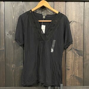 Banana Republic Black V-Neck Lace Top